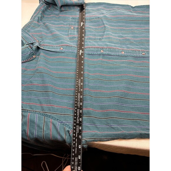 Vintage Baxter Brand 90's Teal Stripe Long Sleeve Button Up Size 2XLT - Picture 8 of 9